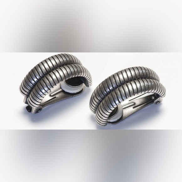 1997 Dior John Galliano Silver-Tone Masai Tubogas Clip-On Earrings *Ultra Rare* - Picture 2 of 5